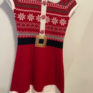 Cozy Red and White Snowflake Kids Dress